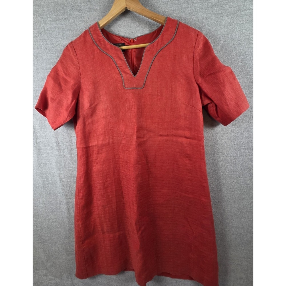 Pendleton 100% Linen Lora Shift Mini Dress 10P Rust Orange Old Money Preppy